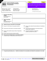 Form BEA Business Entity Certificate of Amendment - Kansas, Page 3