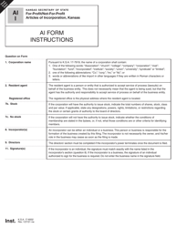 Form AI For-Profit/Not-For-Profit Articles of Incorporation - Kansas, Page 2