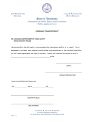 Document preview: Form DSSP4117 Homemade Trailer Affidavit - Louisiana