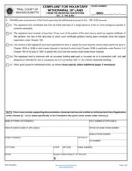 Form SVW Complaint for Voluntary Withdrawal of Land - Massachusetts, Page 2