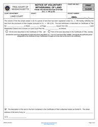 Form ORWD Notice of Voluntary Withdrawal of Land - Massachusetts