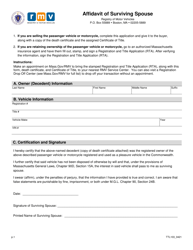 Form TTL103 Affidavit of Surviving Spouse - Massachusetts
