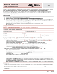 Form ESI-2 Premium Assistance Program Application - Massachusetts