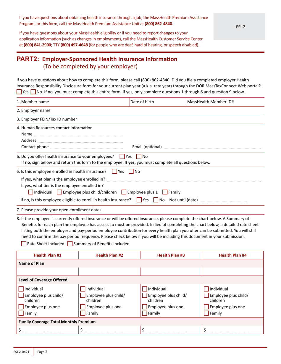 Form ESI-2 - Fill Out, Sign Online and Download Printable PDF ...