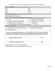 Grain Dealer Merchandiser License Application - Michigan, Page 2