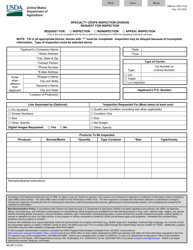 Form SC-237 Record of Request for Inspection or Re-inspection of Food Products