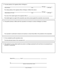 Form CSCL/CD-560 &quot;Application for Certificate of Authority to Transact Business or Conduct Affairs in Michigan for Use by Foreign Corporations&quot; - Michigan, Page 2
