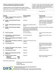 Form FIS0849 &quot;Third Party Administrator Application Checklist&quot; - Michigan
