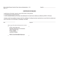 Form MC288 Order to Remit Prisoner Funds for Fines, Costs, and Assesments - Michigan, Page 2