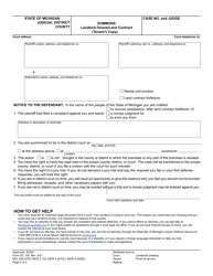 Form DC104 Summons, Landlord-Tenant/Land Contract - Michigan, Page 2