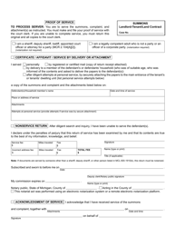 Form DC104 Summons, Landlord-Tenant/Land Contract - Michigan, Page 3