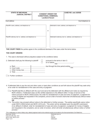 Form DC508 &quot;Consent Order for Conditional Dismissal, Landlord-Tenant&quot; - Michigan