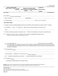 Form JC49 Order of Adjudication (Child Protective Proceedings) - Michigan