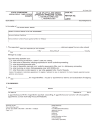 Document preview: Form JC84 Claim of Appeal and Order Appointing Appellate Counsel - Michigan