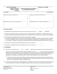 Form MC20A Order Regarding Suspension of Prisoner Fees/Costs - Michigan