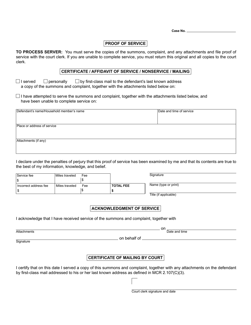 Form MC256 Summons - Criminal - Michigan, Page 2