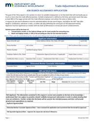 &quot;Job Search Allowance Application - Trade Adjustment Assistance&quot; - Minnesota