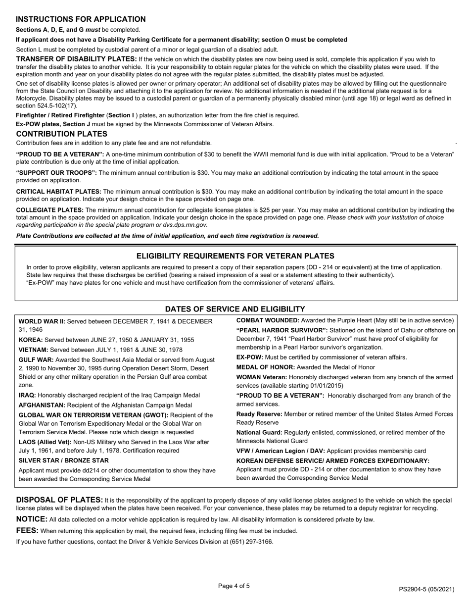 Form PS2904 Application for Disability Plates - Minnesota, Page 4