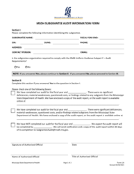 Form 120 Msdh Subgrantee Audit Information Form - Mississippi