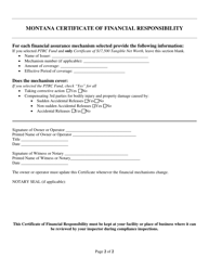 Montana Certificate of Financial Responsibility - Montana, Page 2