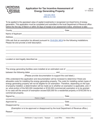 Document preview: Form AB-14 Application for Tax Incentive Assessment of Energy Generating Property - Montana