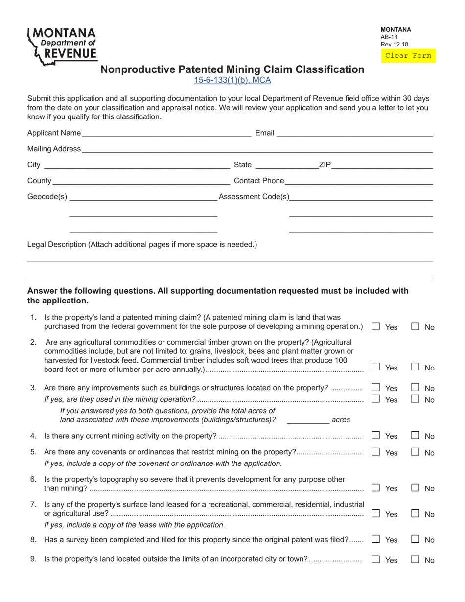 Form AB13 Download Fillable PDF or Fill Online Nonproductive Patented