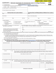 Document preview: Form 50B Nebraska Application for Commercial Lessor of a Bingo Premises - Nebraska