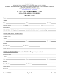 Form 522 Alternative Dispute Resolution Mediator Application Form - Nevada
