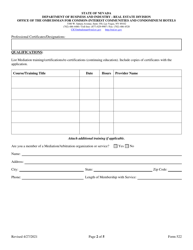 Form 522 Alternative Dispute Resolution Mediator Application Form - Nevada, Page 2