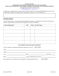 Form 522A Alternative Dispute Resolution Referee/Arbitrator Application Form - Nevada, Page 2