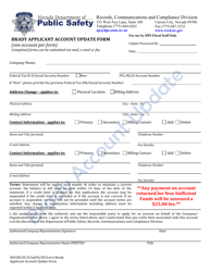 Form 0501RCCD-015A Brady Applicant Account Update Form - Nevada