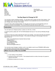 Form 470-0499 Ten-Day Report of Change for Fip - Iowa