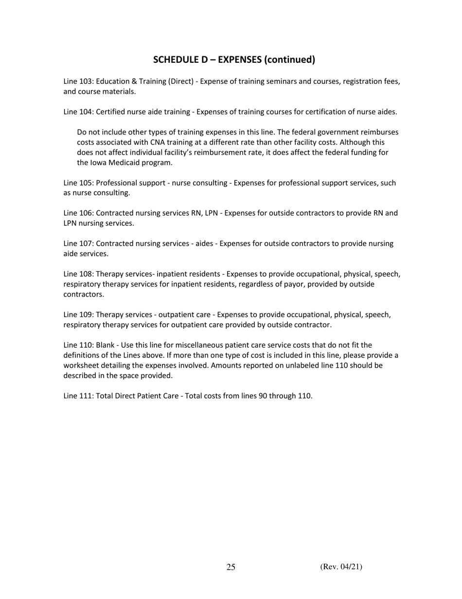 Instructions for Financial and Statistical Report - Iowa, Page 25