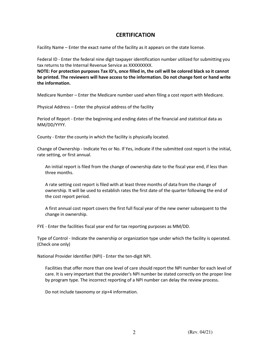 Instructions for Financial and Statistical Report - Iowa, Page 2