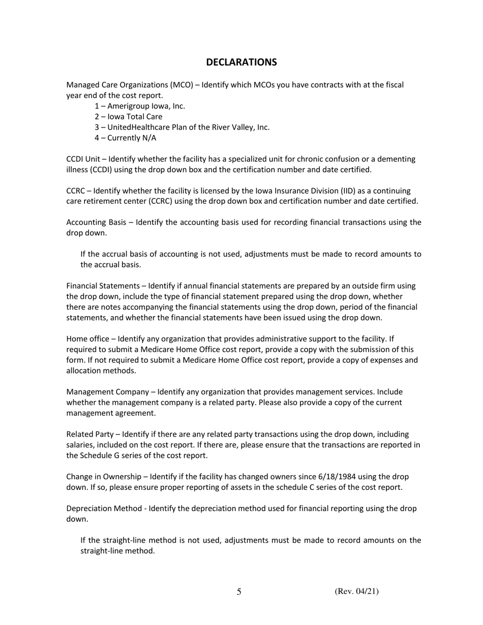 Instructions for Financial and Statistical Report - Iowa, Page 5