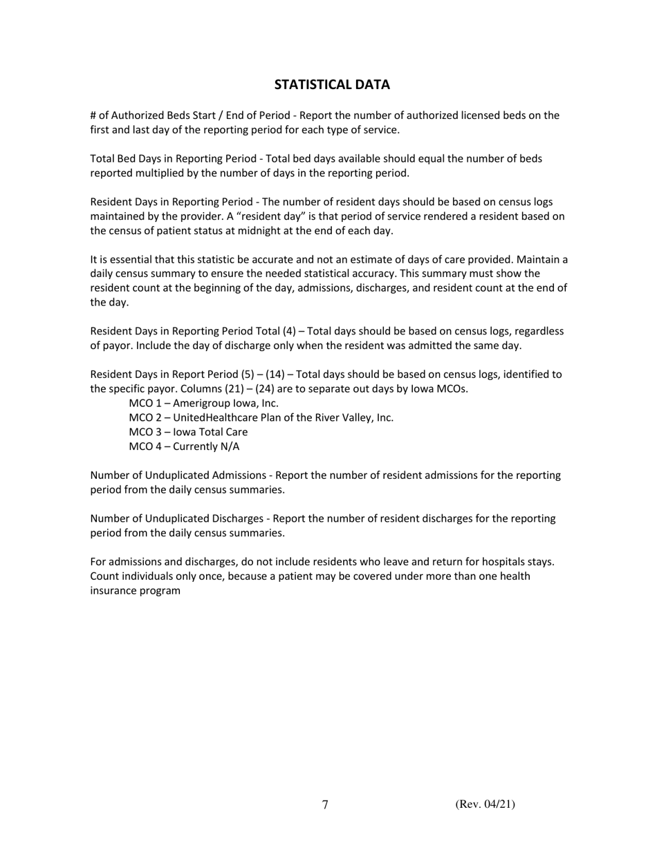 Instructions for Financial and Statistical Report - Iowa, Page 7