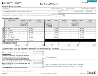 Document preview: Form RC633 Beer Revenue Worksheet - Canada