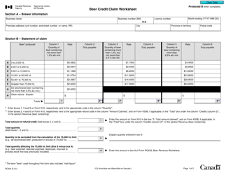 Document preview: Form RC634 Beer Credit Claim Worksheet - Canada