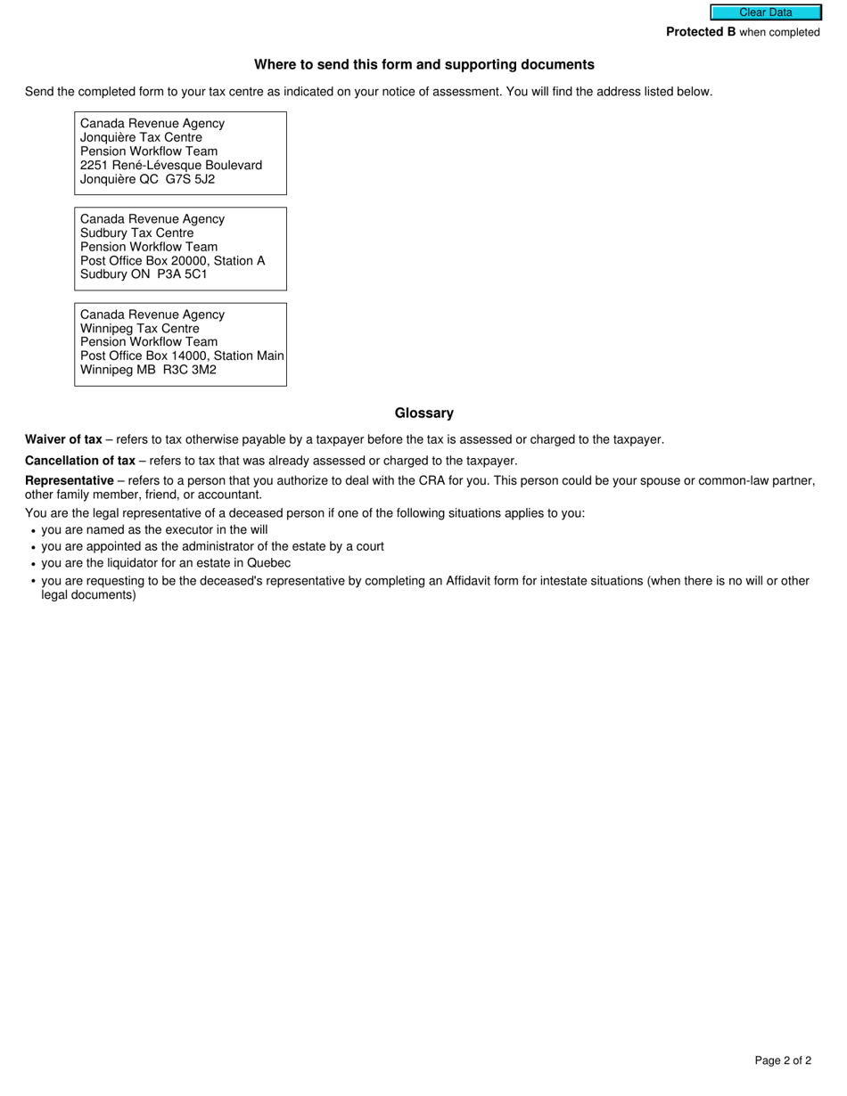 Form RC2503 Request for Waiver or Cancellation of Part X.1 Tax - Rrsp, Prpp and Spp Excess Contribution Tax - Canada, Page 2