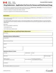 Form 5.00.00E &quot;Drug Submission - Application Fee Form for Human and Disinfectant Drugs&quot; - Canada