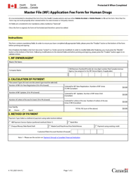 Form 4.11E &quot;Master File (Mf) Application Fee Form for Human Drugs&quot; - Canada