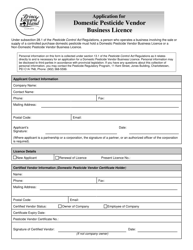 &quot;Application for Domestic Pesticide Vendor Business Licence&quot; - Prince Edward Island, Canada