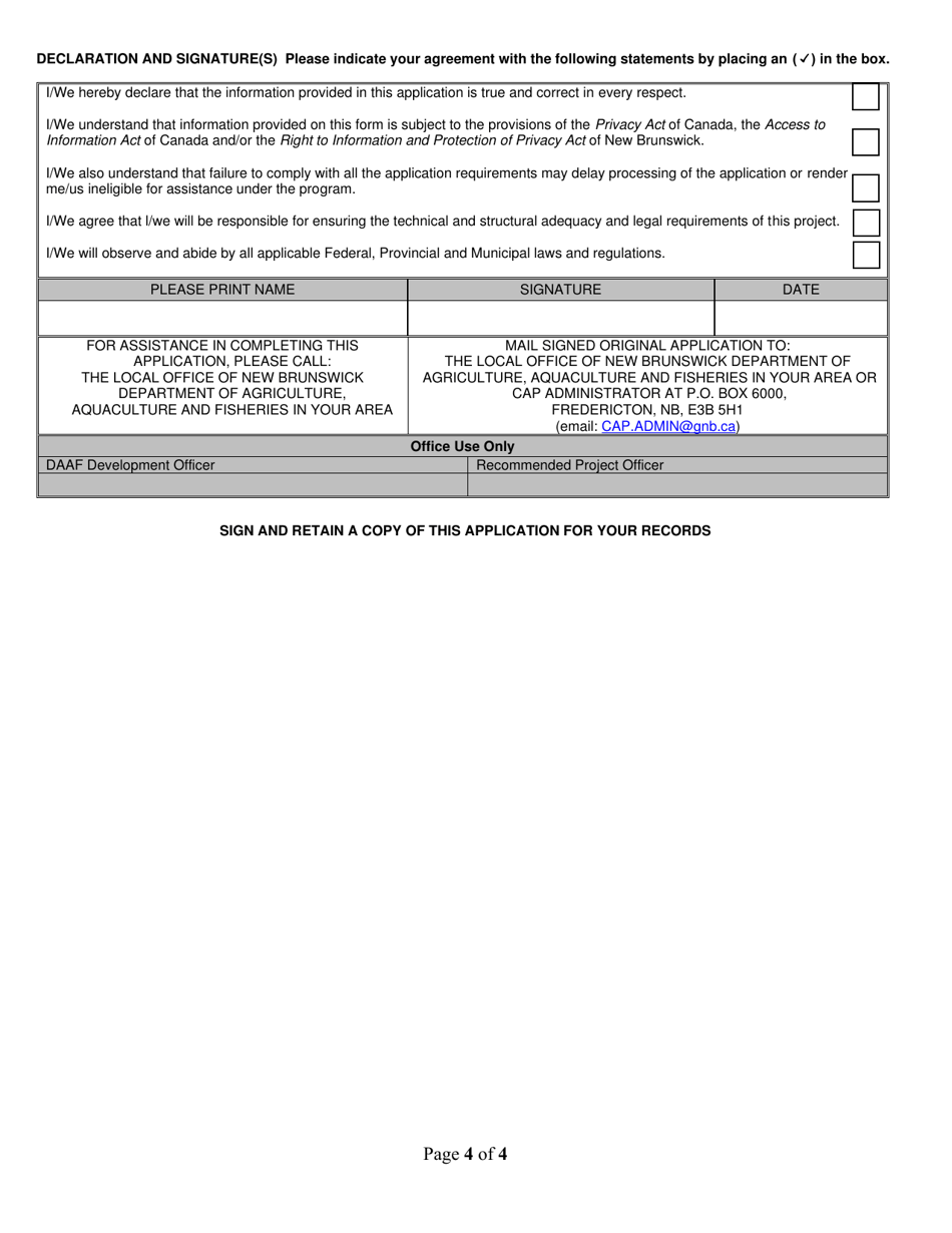 Application Form - Grape Industry Development Program - New Brunswick, Canada, Page 4