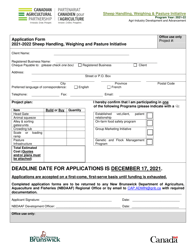 &quot;Application Form - Sheep Handling, Weighing and Pasture Initiative&quot; - New Brunswick, Canada, 2022