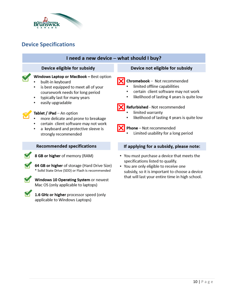 Laptop Subsidy Program Application - New Brunswick, Canada, Page 10