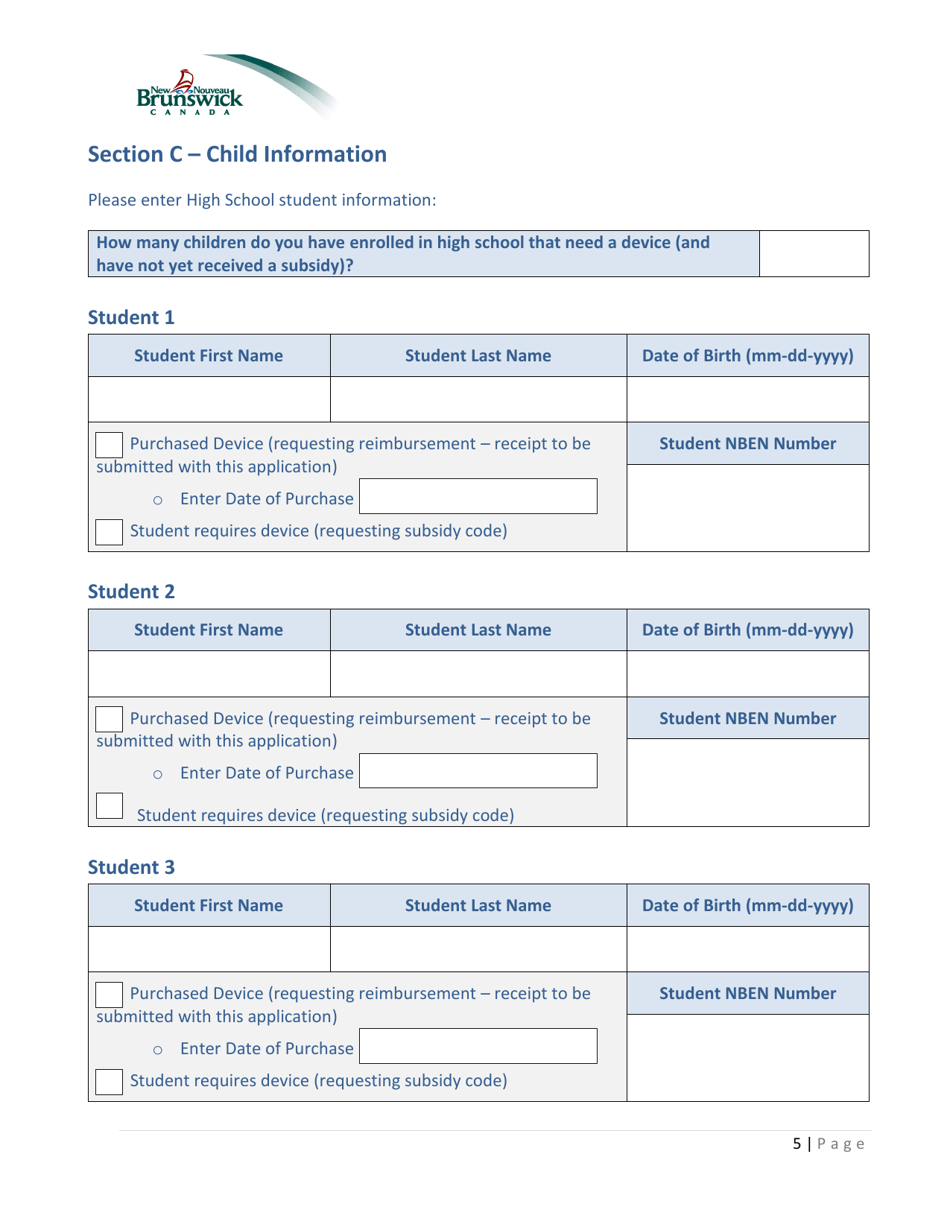 Laptop Subsidy Program Application - New Brunswick, Canada, Page 5