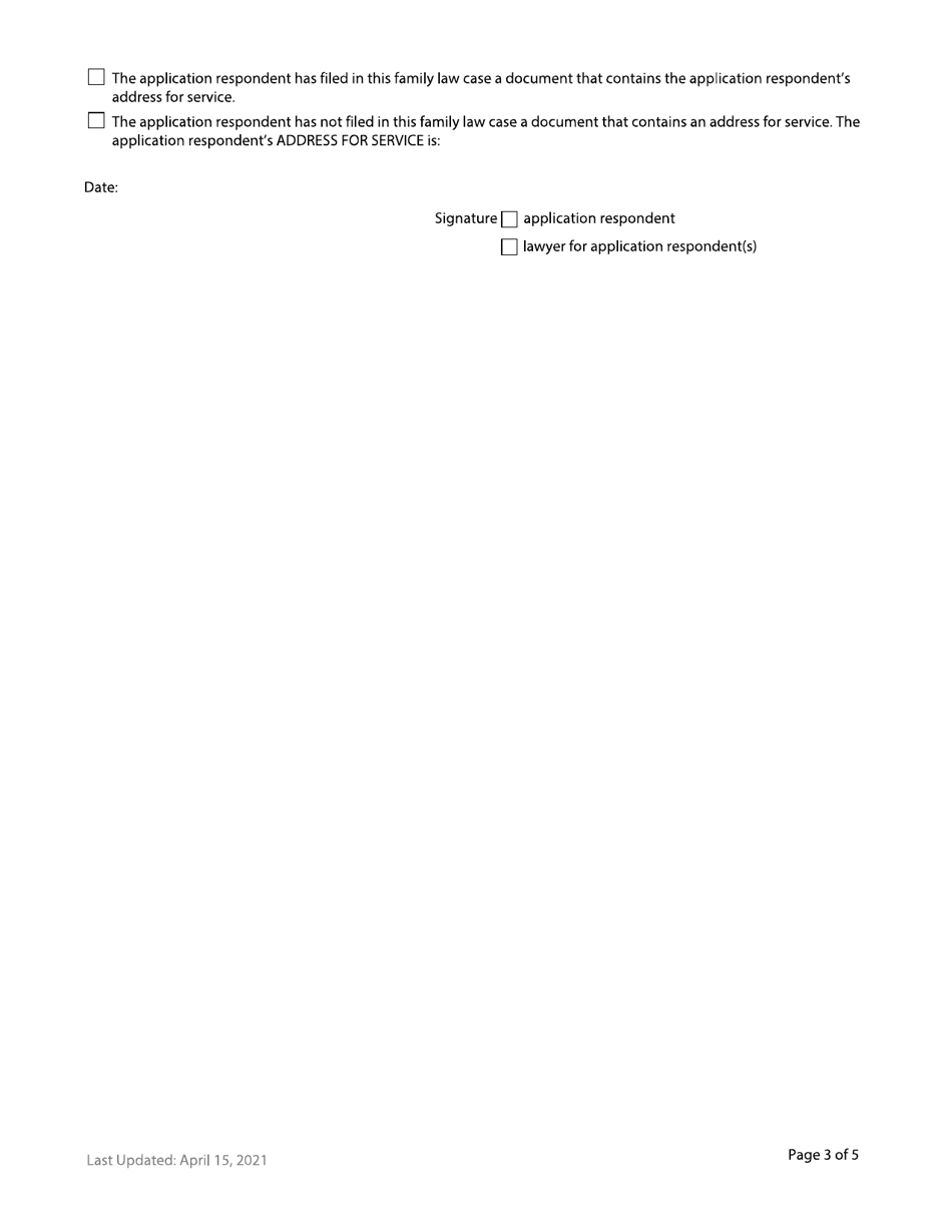 Form F32 Application Response - British Columbia, Canada, Page 3