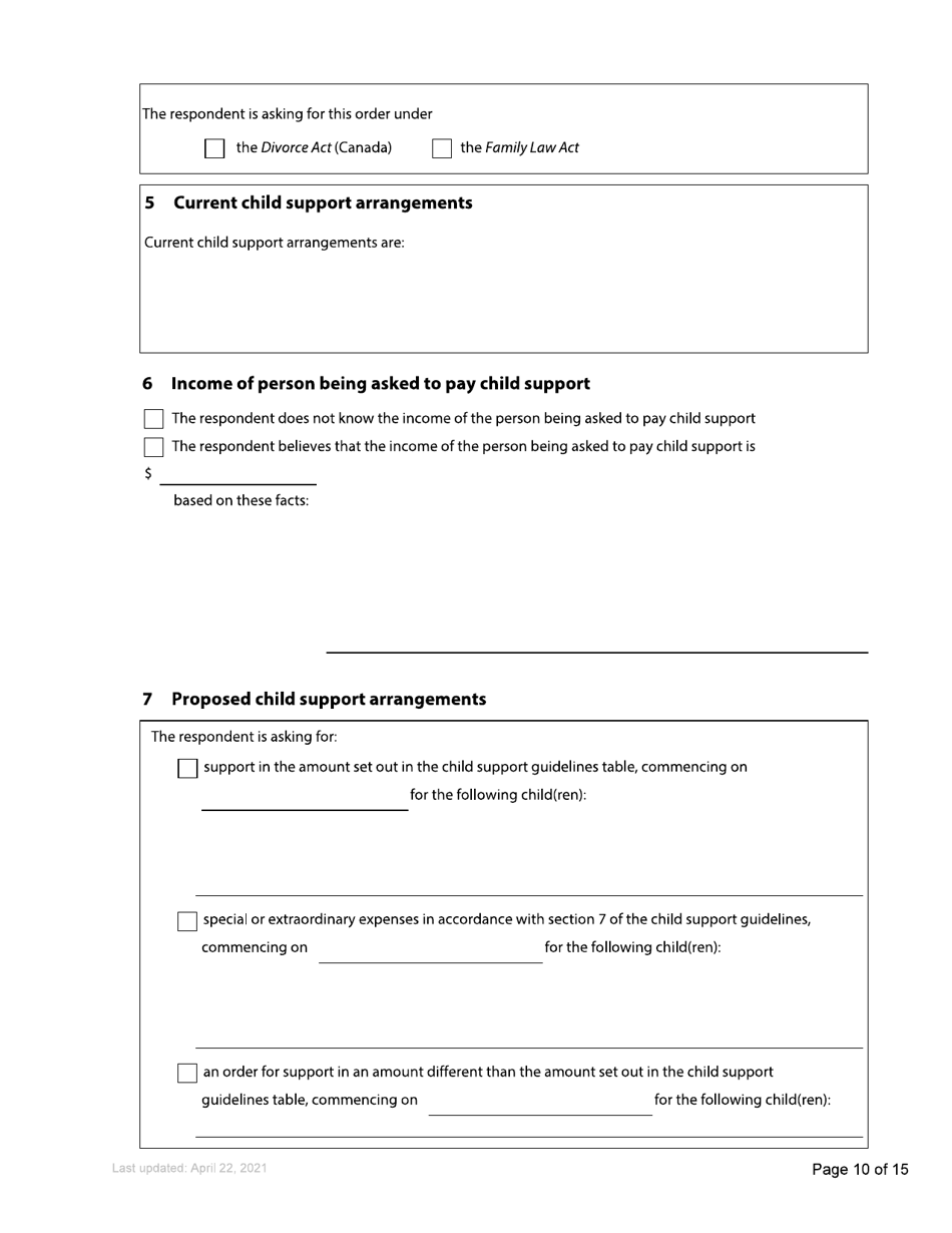 Form F5 Counterclaim - British Columbia, Canada, Page 10