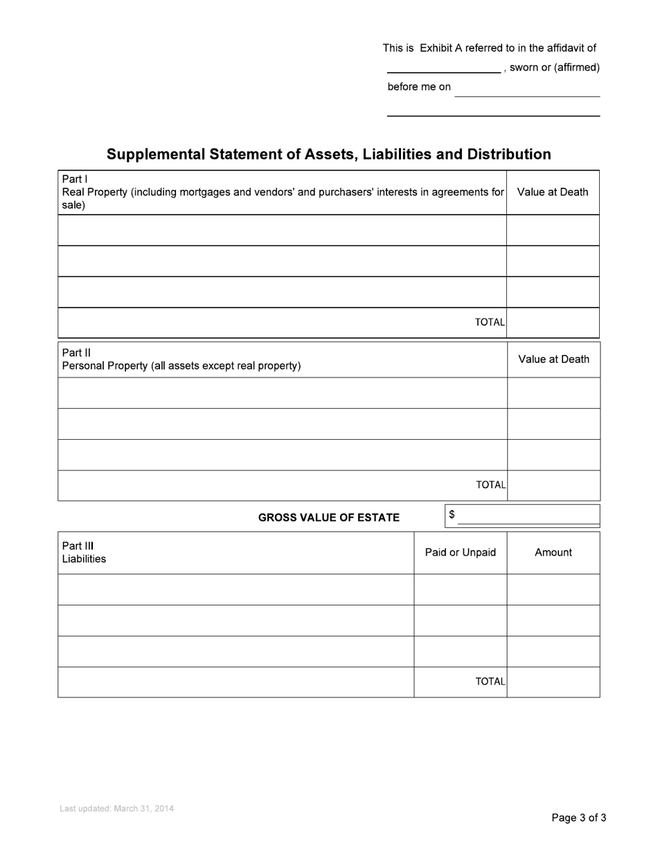 Form P11 Affidavit of Assets and Liabilities for Non-domiciled Estate Grant - British Columbia, Canada, Page 3