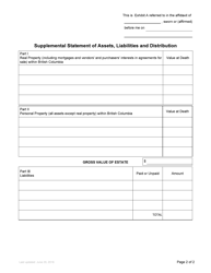 Form P25 Affidavit of Assets and Liabilities for Resealing - British Columbia, Canada, Page 2